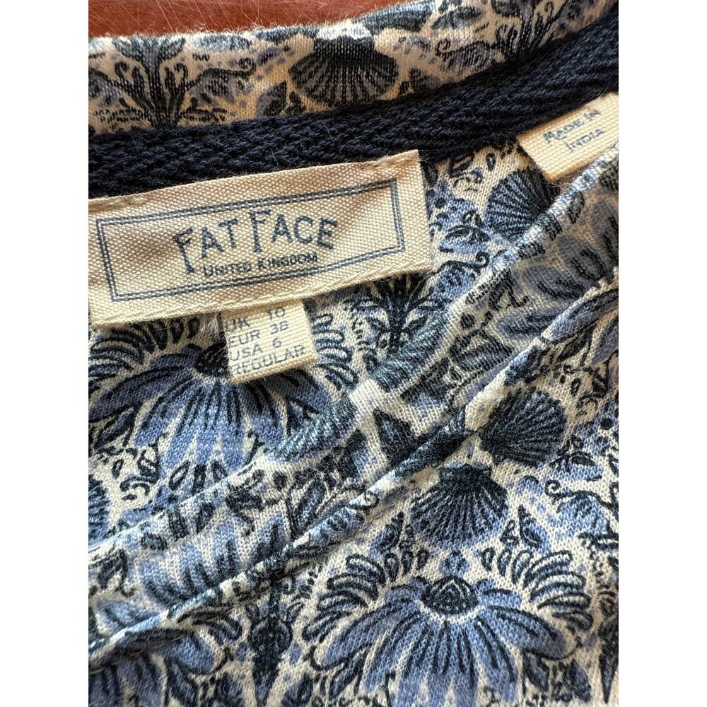 Fat Face Jersey Dress Blue Floral Cotton Modal Size UK 10 US 6 Pockets A-Line - Picture 7 of 10